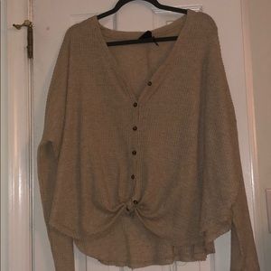 Free People Comfy Waffle Button Up